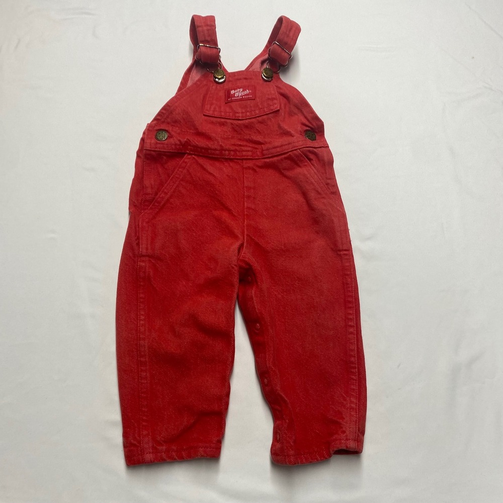 Vintage Baby Bgosh OshKosh Red Denim Overalls 18M Made in USA 846-0304